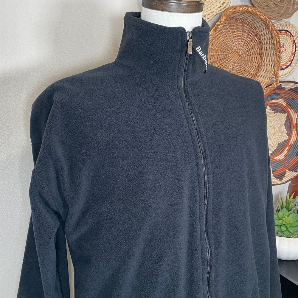 Mens Barbour Langdale Fleece Plaid Lined Jacket Coat Black Zip Up Size Large - Picture 3 of 15